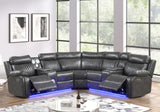 BORGNE Gray 100" Wide Power Reclining Sectional with Speakers
