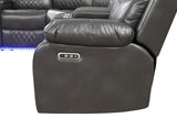 BORGNE Gray 100" Wide Power Reclining Sectional with Speakers