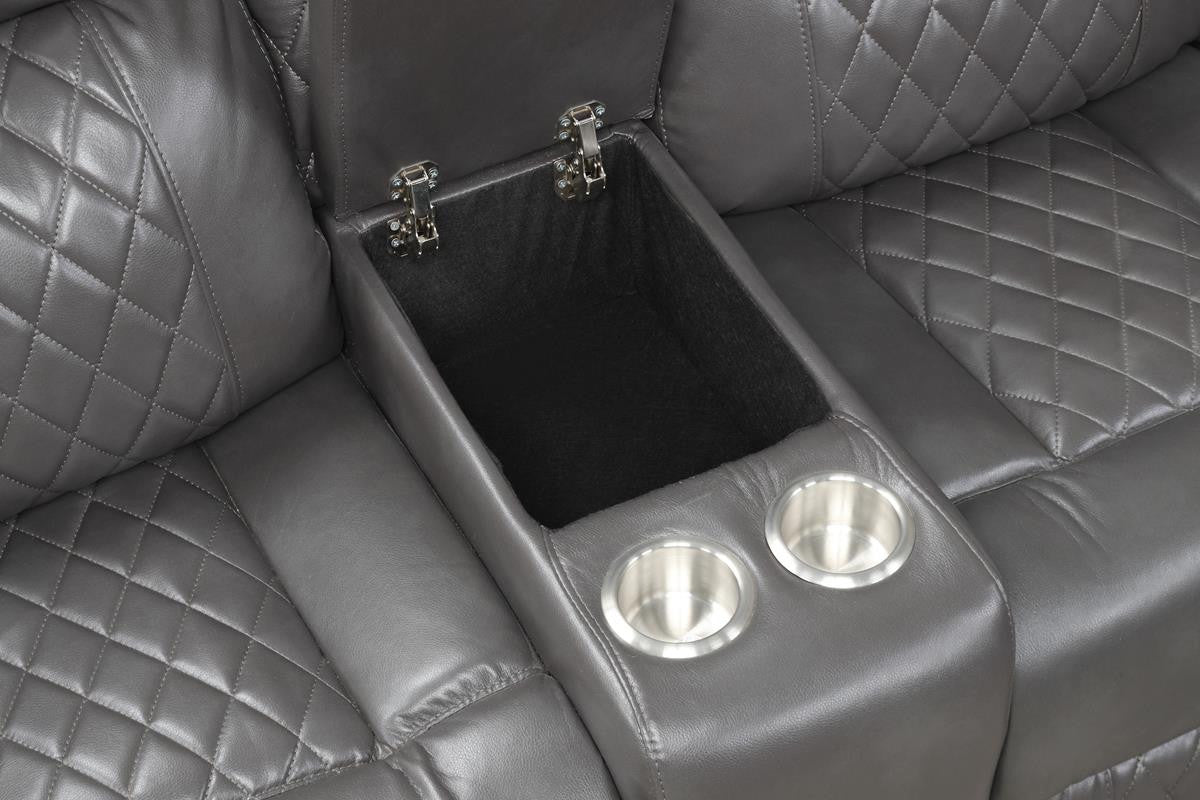 BORGNE Gray 100" Wide Power Reclining Sectional with Speakers