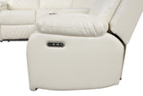 BORGNE White 100" Wide Power Reclining Sectional with Speakers