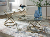 BOSANOVA Gold Metal & Clear Glass 3 Piece Table Set