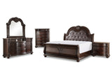 BOWEN Dark Cherry Bedroom Set with Marble Tops