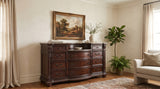 BOWEN Cherry Brown 69" x 41" Height Dresser with Marble-Tops