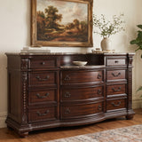 BOWEN Cherry Brown 69" x 41" Height Dresser with Marble-Tops