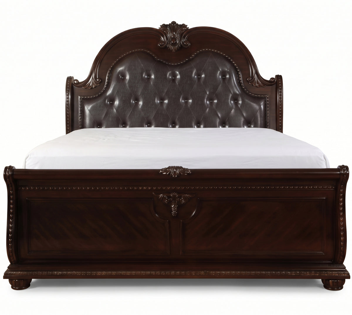 BOWEN Dark Cherry Bedroom Set with Marble Tops