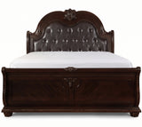 BOWEN Dark Cherry Bedroom Set with Marble Tops