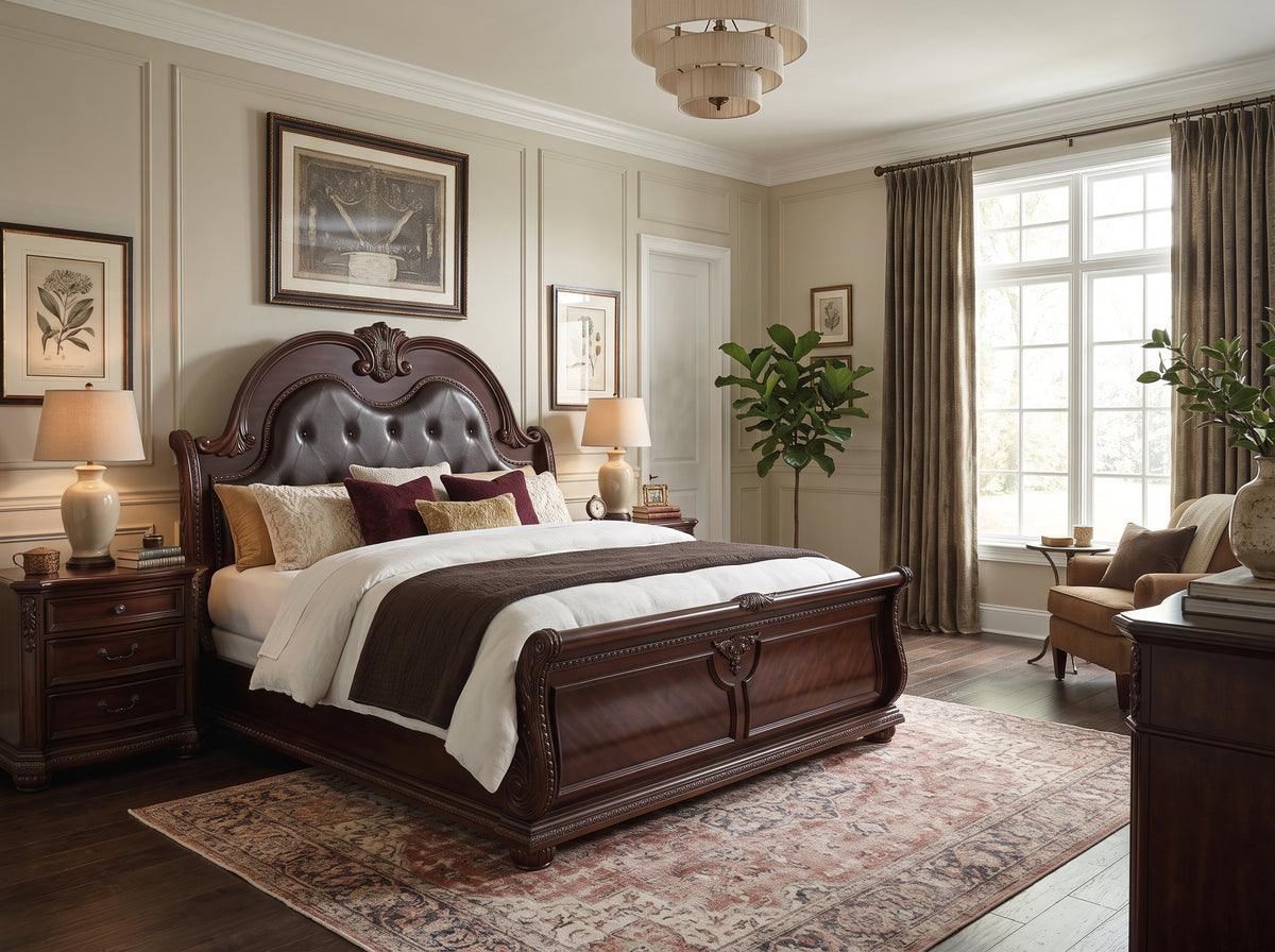 BOWEN Brown Cherry 73" Height Poster Bed