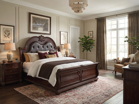 BOWEN Brown Cherry 73" Height Poster Bed