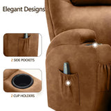 BOYER Brown Microsuede 33" Wide x 43" Height Power-Lift Recliner | with Vibration-Massage, Heating and Cupholders