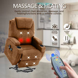 BOYER Brown Microsuede 33" Wide x 43" Height Power-Lift Recliner | with Vibration-Massage, Heating and Cupholders