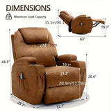 BOYER Brown Microsuede 33" Wide x 43" Height Power-Lift Recliner | with Vibration-Massage, Heating and Cupholders