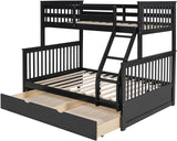 BRETT Black Twin over Full Bunk Bed with Trundle/Sorage
