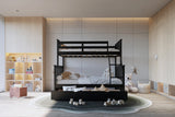 BRETT Black Twin over Full Bunk Bed with Trundle/Sorage