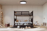 BRETT Dark Brown Full over Full Bunk Bed with Trundle/Sorage
