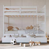 BRETT White Full over Full Bunk Bed with Trundle/Sorage