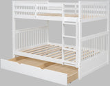 BRETT White Full over Full Bunk Bed with Trundle/Sorage
