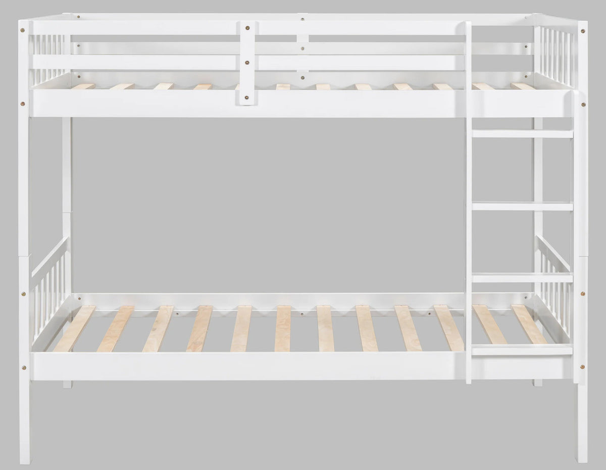 BRETT White Twin over Twin Bunk Bed