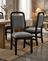 BRIAA Black 20" Wide Dining Chair with Gray Corduroy