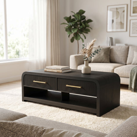 BRIAA Black 48" Wide x 24" Depth Coffee Table