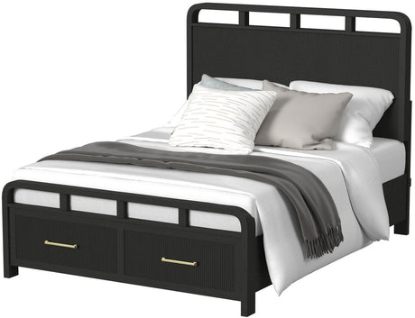 BRIAA Black 57" Height Platform Bed with Drawers