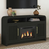 BRIAA Black 60" Wide x 33" Height TV Stand with Fireplace