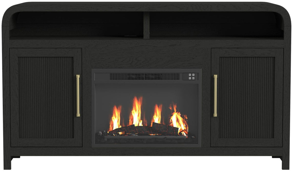 BRIAA Black 60" Wide x 33" Height TV Stand with Fireplace