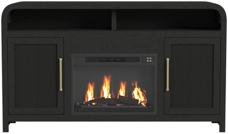 BRIAA Black 60" Wide x 33" Height TV Stand with Fireplace