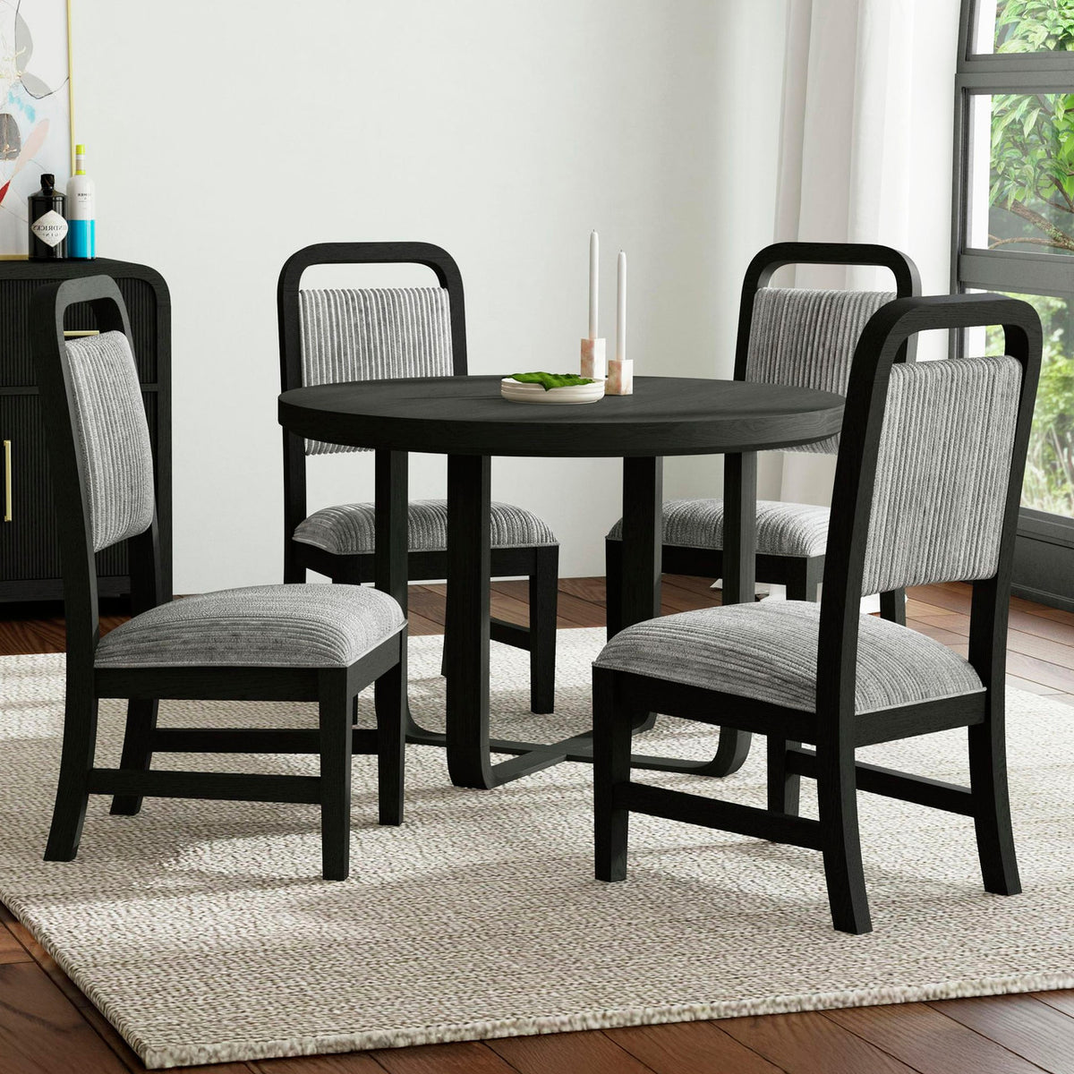 BRIAA Black 20" Wide Dining Chair with Gray Corduroy