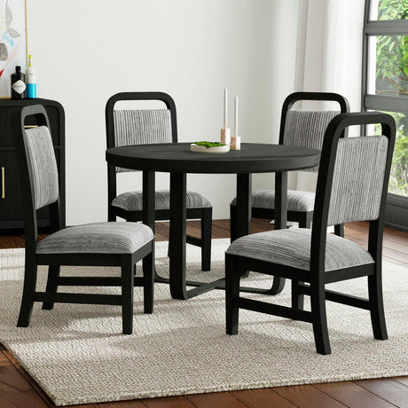 BRIAA Black 20" Wide Dining Chair with Gray Corduroy