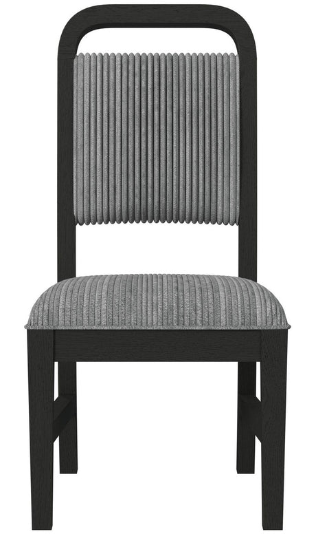 BRIAA Black 5 Piece Dining Set with Gray Corduroy Chairs
