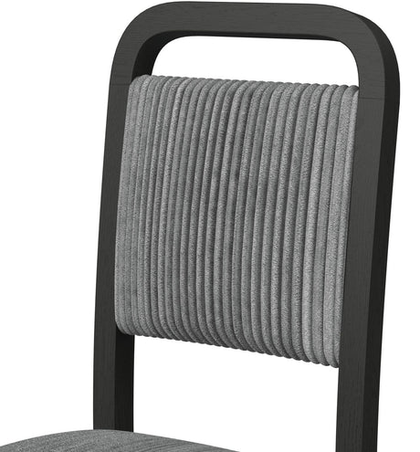 BRIAA Black 7 Piece Dining Set with Gray Corduroy Chairs