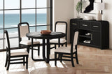 BRIAA Black 5 Piece Dining Set with White Fabric Chairs