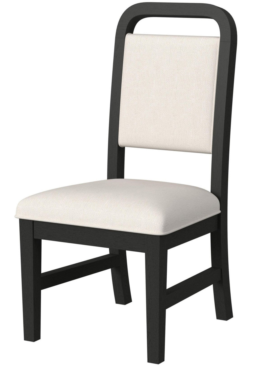 BRIAA Black 5 Piece Dining Set with White Fabric Chairs