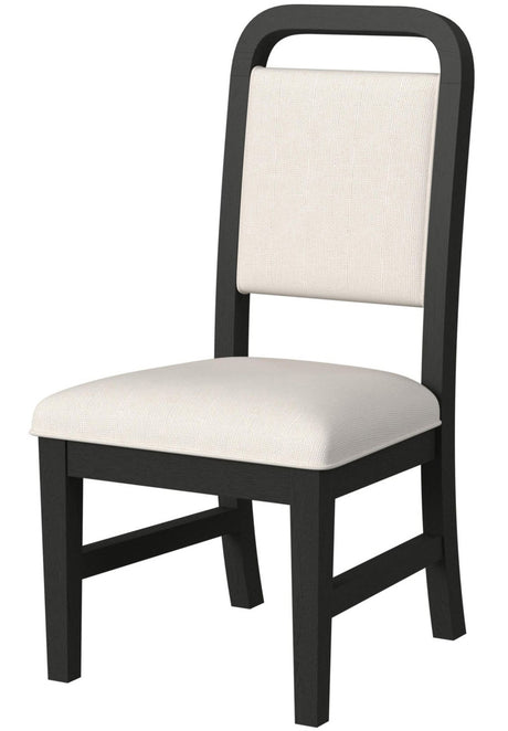 BRIAA Black 5 Piece Dining Set with White Fabric Chairs
