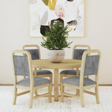 BRIAA Natural 5 Piece Dining Set with Gray Corduroy Chairs