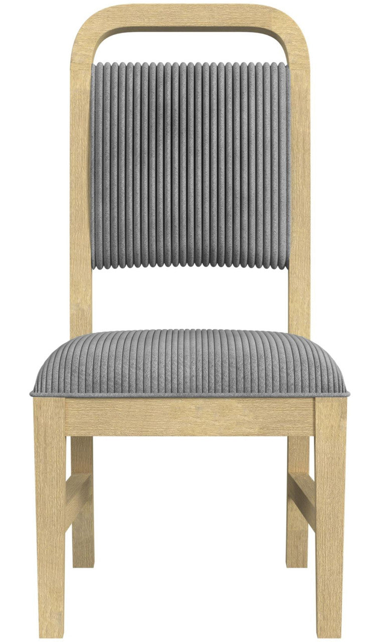 BRIAA Natural 5 Piece Dining Set with Gray Corduroy Chairs