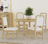 BRIAA Natural 5 Piece Dining Set with White Fabric Chairs