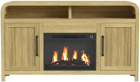 BRIAA Natural 60" Wide x 33" Height TV Stand with Fireplace