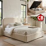 BRIDGEPORT Beige 49" Height Platform Bed with Lift-Up Storage