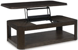 BRINLEY Brown 48" Wide Lift-Top Coffee Table