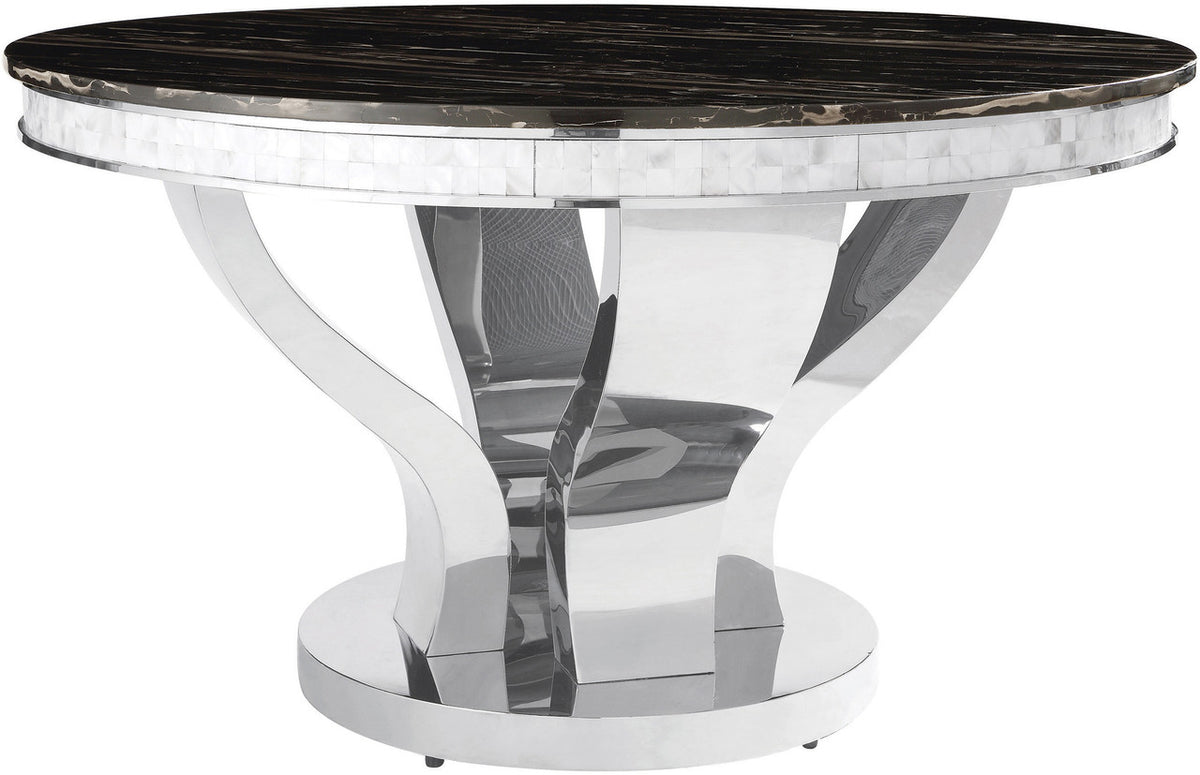 BRIXX Black & Chrome 51" Wide Round Table