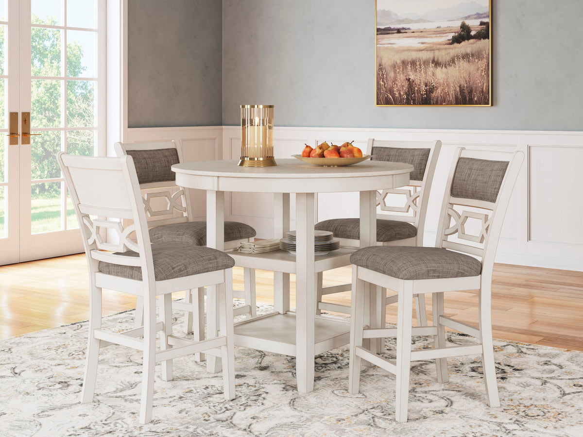 BRIZA White 5 Piece Counter Height Set