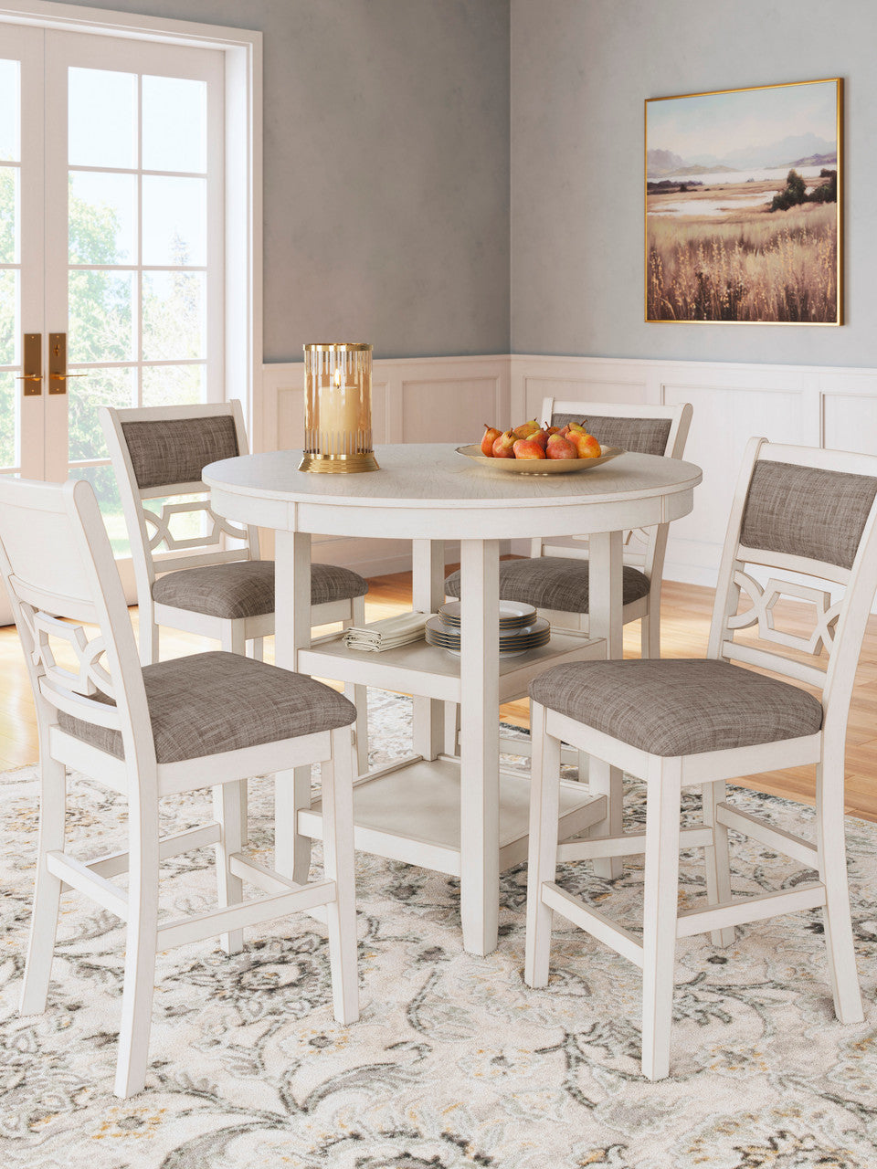 BRIZA White 5 Piece Counter Height Set