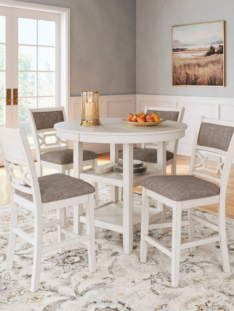 BRIZA White 5 Piece Counter Height Set