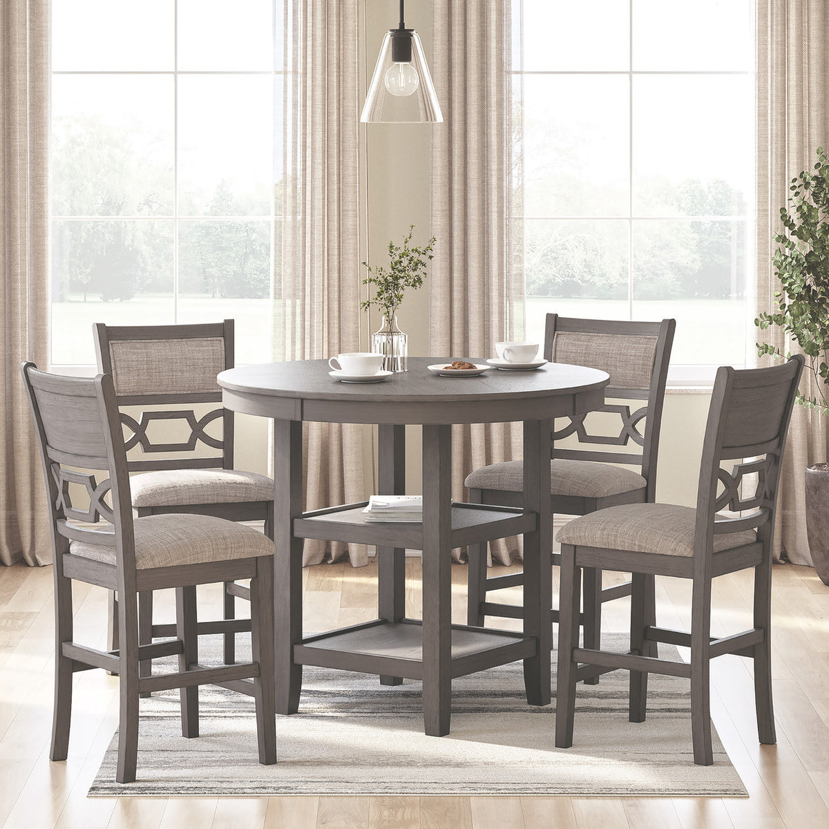 BRIZA Gray 5 Piece Counter Height Set
