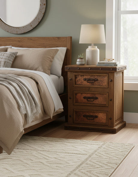 BROCK Real Copper & Iron 26" Wide x 32" Height Nightstand