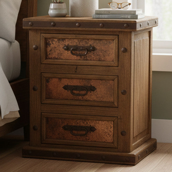 BROCK Real Copper & Iron 26" Wide x 32" Height Nightstand
