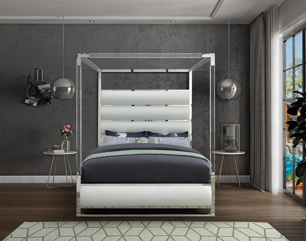 BRUNA Black Leatherette & Acrylic Canopy Bed