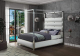 BRUNA White Leatherette & Acrylic Canopy Bed