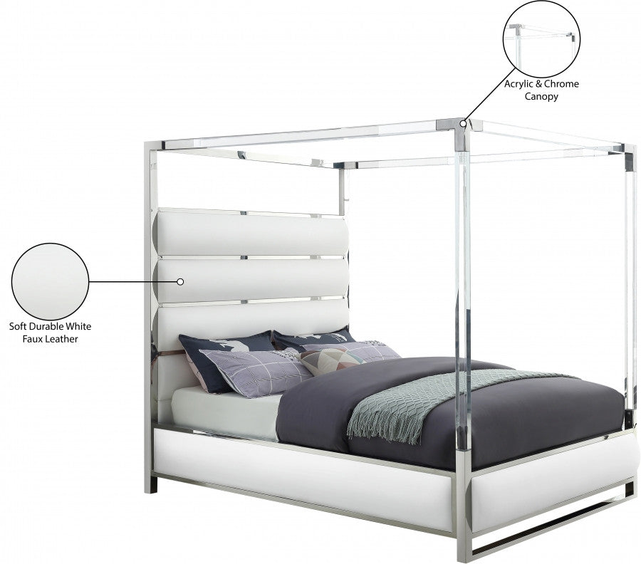 BRUNA Black Leatherette & Acrylic Canopy Bed
